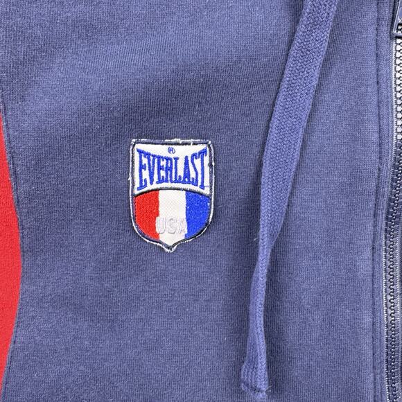 Everlast Hoodie Mens Medium Blue Boxing Sweatshirt USA American Retro Y2K Zip Up - Picture 8 of 16